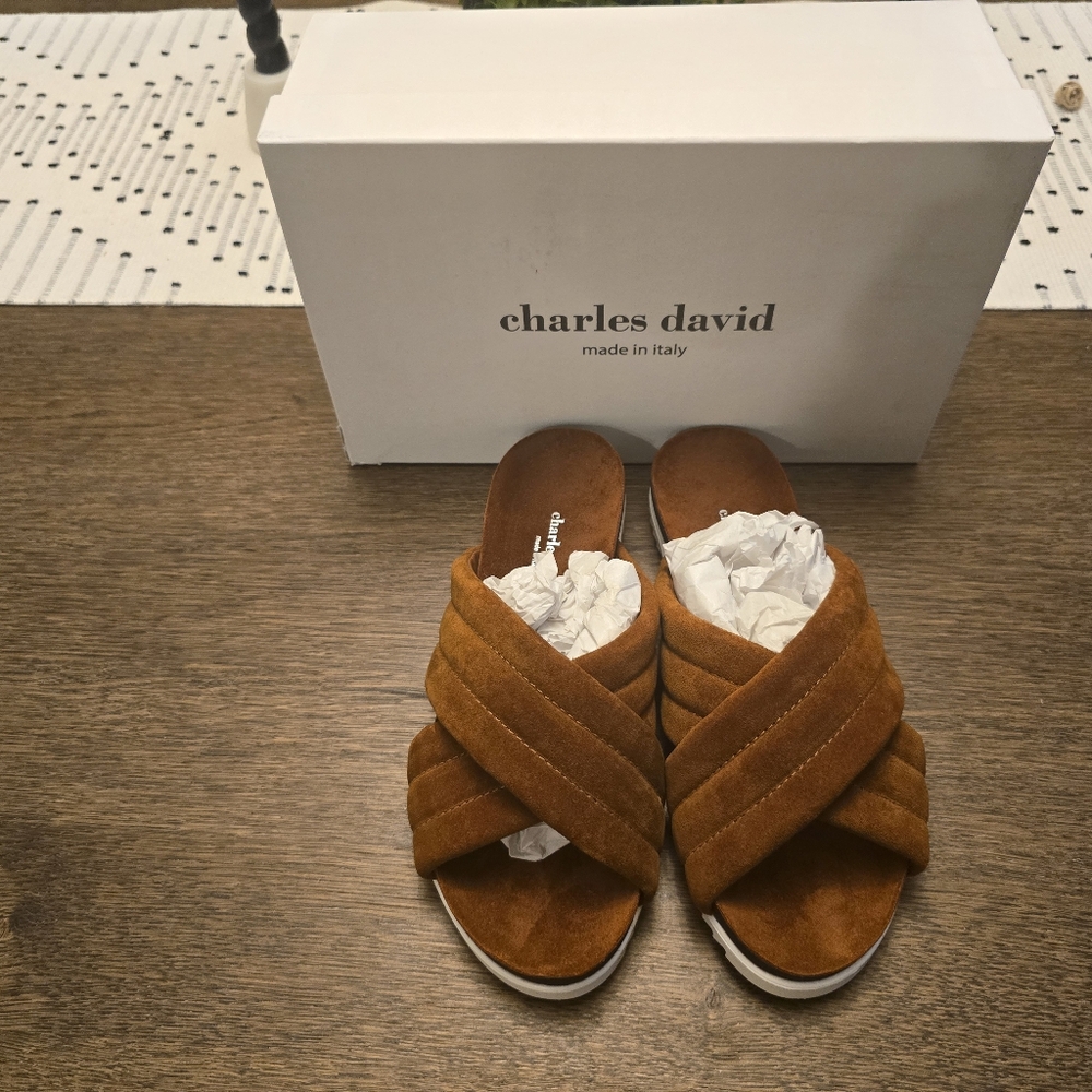 Brand New Women's size 8 Charles David Rust Suede Sandals.